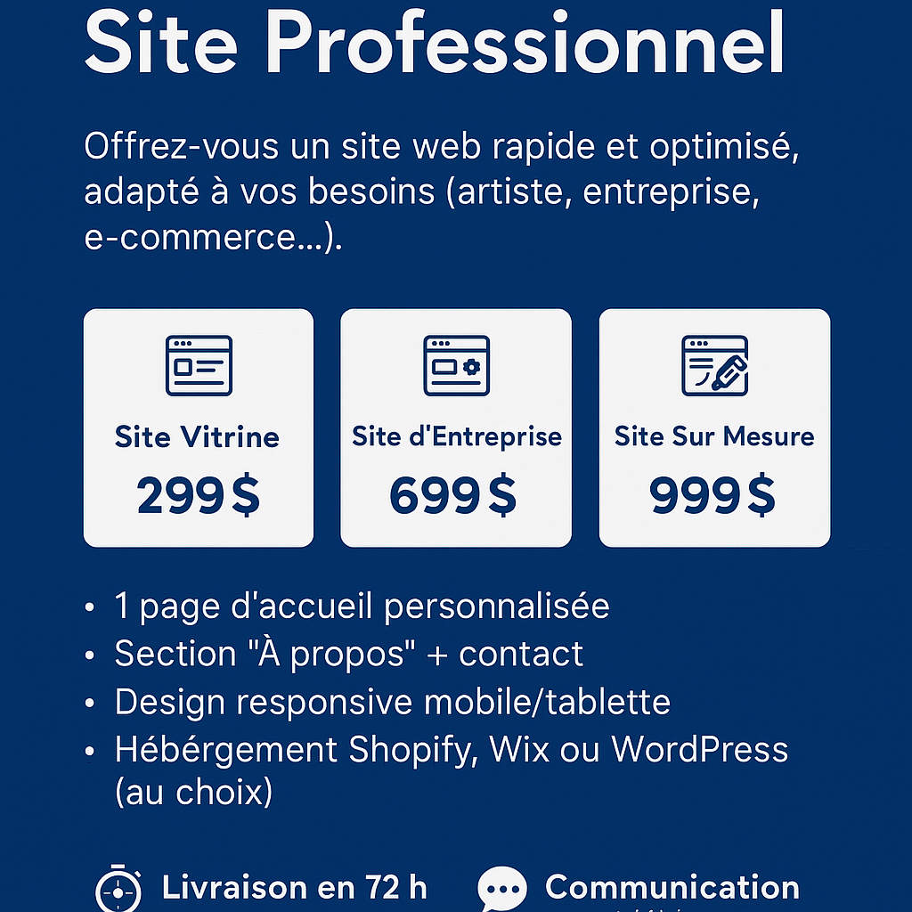 Un Site Pro, Rapide & Optimisé pour Réussir en Ligne